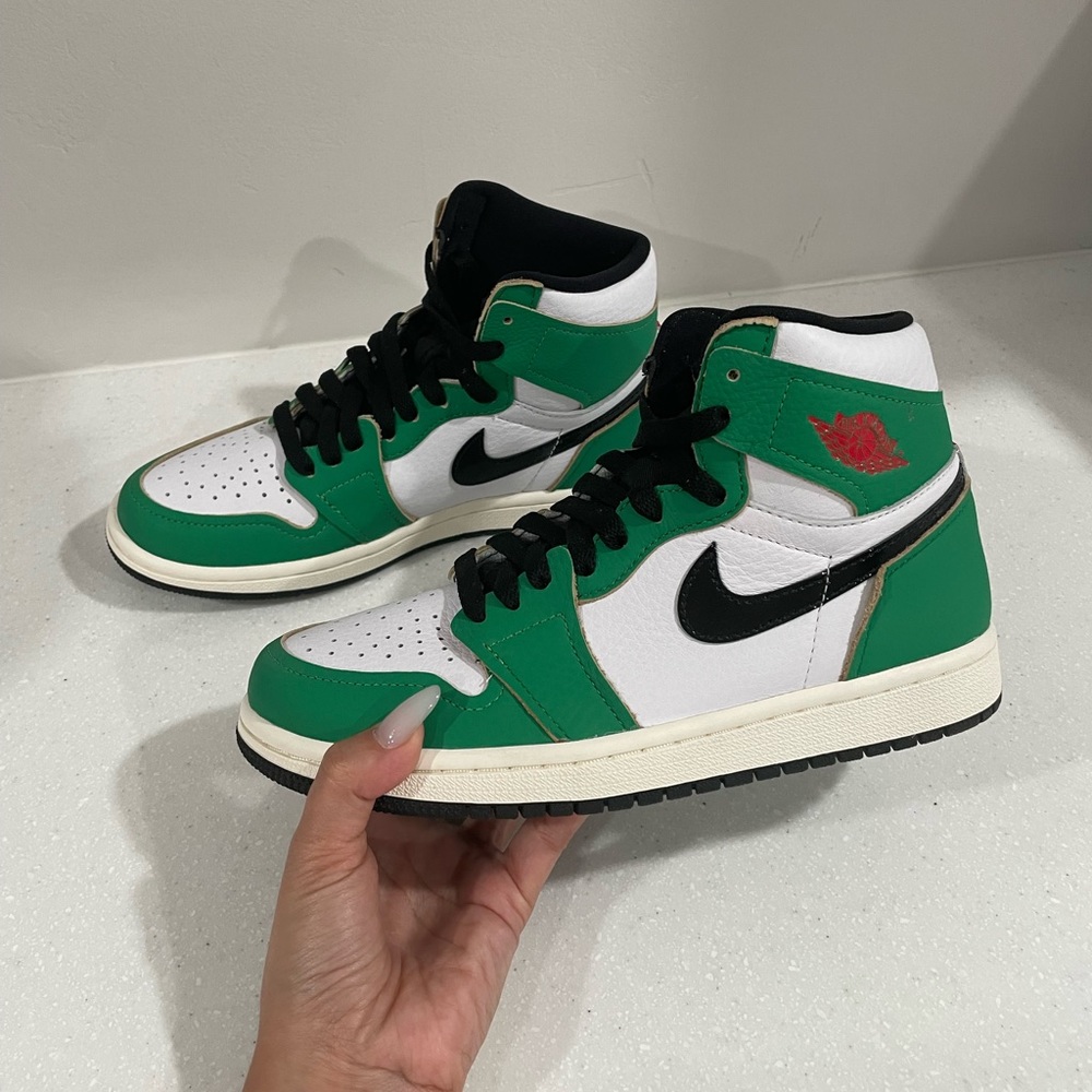 Nike Green and White High-Top Sneakers